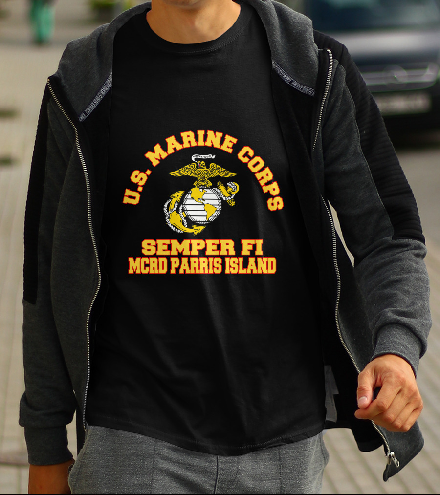U.S. Marine Corps Semper Fi MCRD Parris Island Emblem T-Shirt