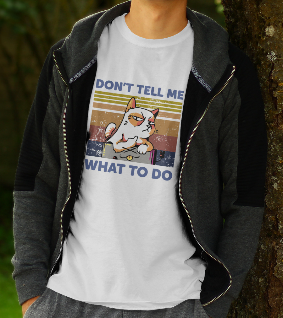 DON'T TELL ME WHAT TO DO Retro Cat Stripes T-Shirt