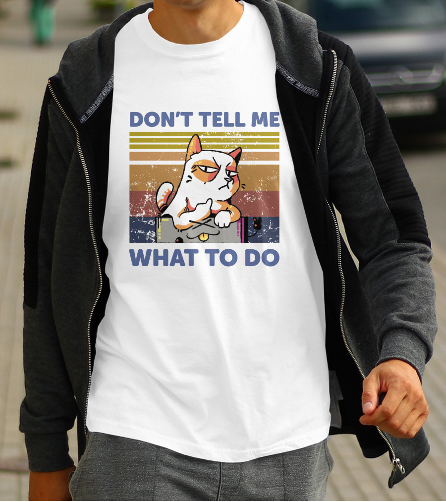 DON'T TELL ME WHAT TO DO Retro Cat Stripes T-Shirt
