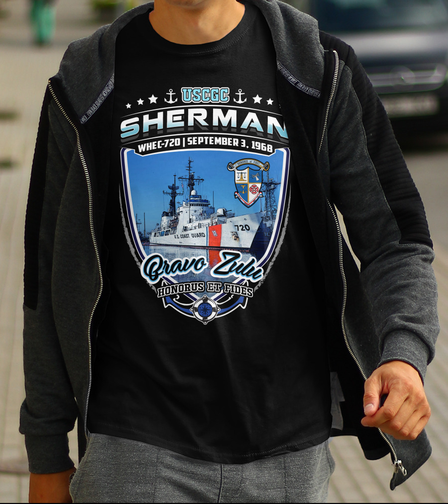 Uscgc Sherman Whec-720 September 3 1968 Bravo Zulu Honorus Et Fides T-Shirt