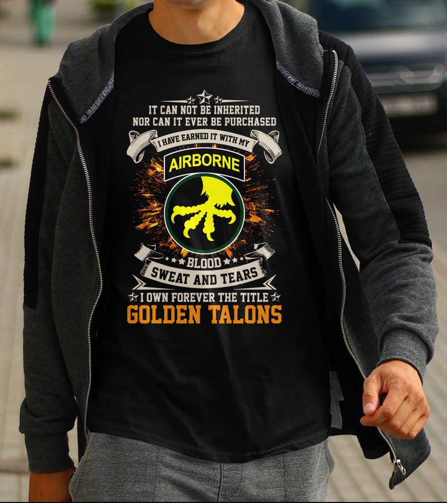 17th Airborne Division Golden Talons Blood Sweat And Tears T-Shirt