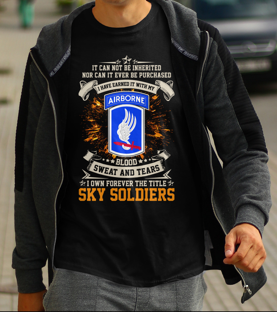 173rd Airborne Brigade Sky Soldiers Blood Sweat And Tears Badge T-Shirt