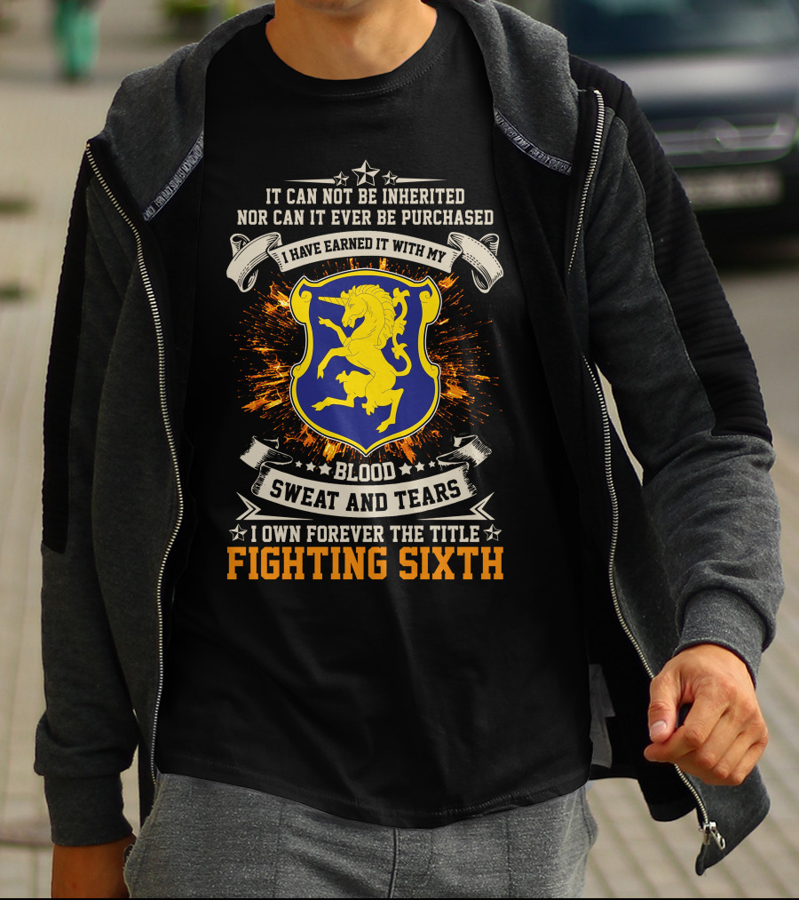 6th Cavalry Regiment Blood Sweat Tears Fighting Sixth Crest T-Shirt