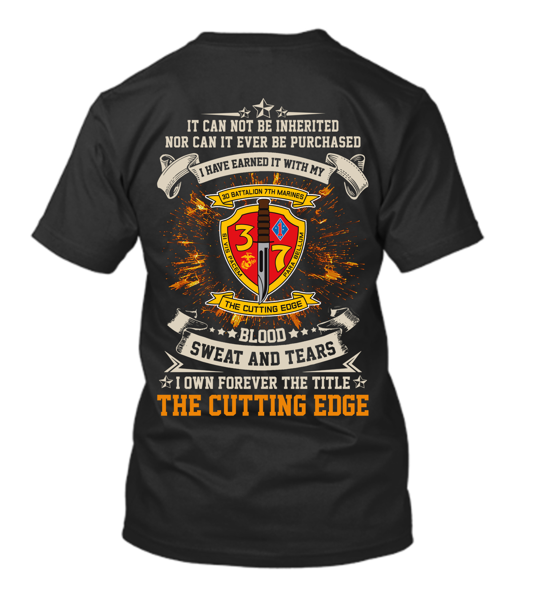 3rd Battalion 7th Marines Blood Sweat And Tears The Cutting Edge T-Shirt