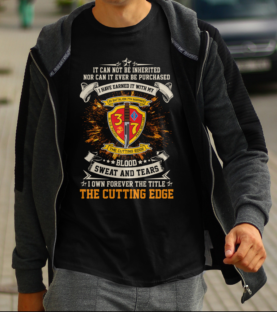 3rd Battalion 7th Marines Blood Sweat And Tears The Cutting Edge T-Shirt