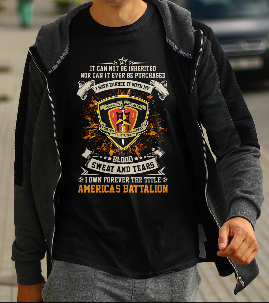 3Rd Battalion 3Rd Marines Blood Sweat And Tears America's Battalion Motto Crest T-Shirt