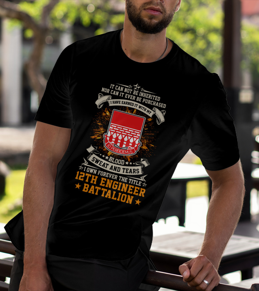 12Th Engineer Battalion Blood Sweat And Tears Id Perficiemus T-Shirt