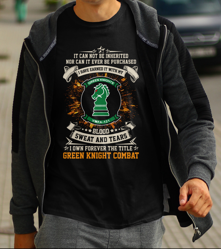VMFA 121 Blood Sweat And Tears Green Knight Combat T-Shirt