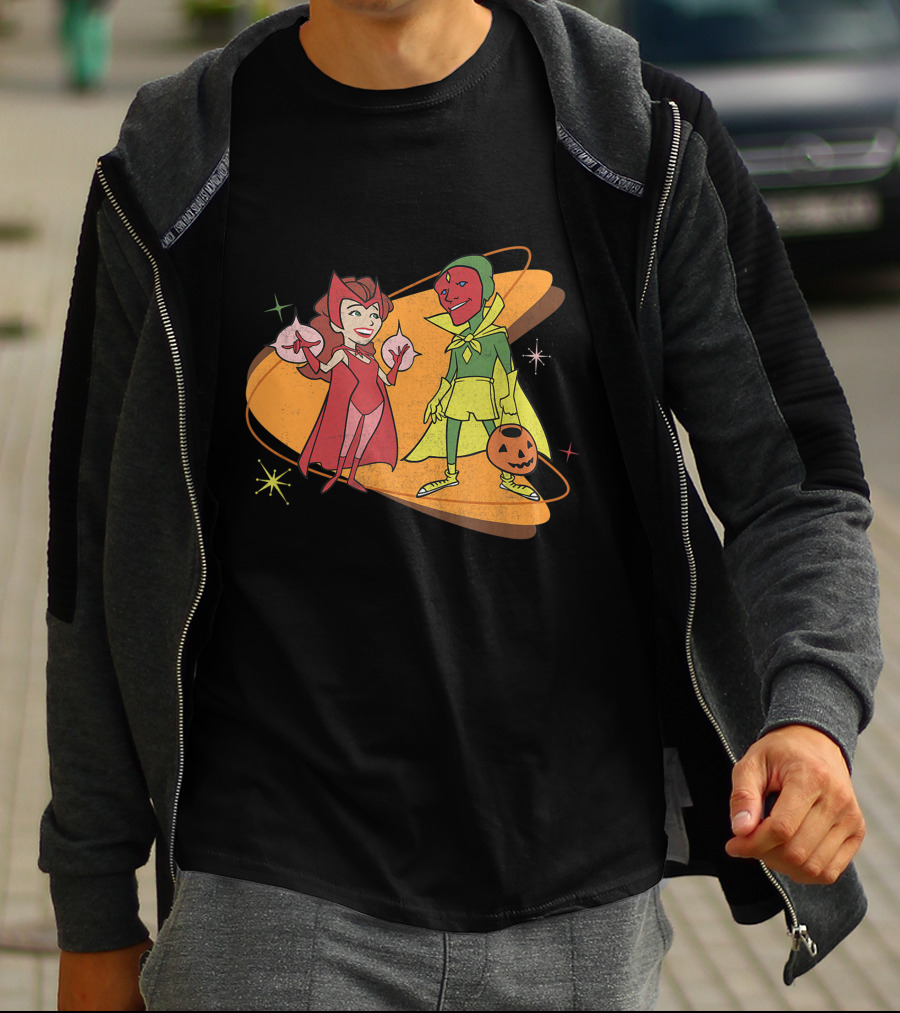 Marvel WandaVision Scarlet Witch And Vision Retro Halloween Costumes 50s T-Shirt