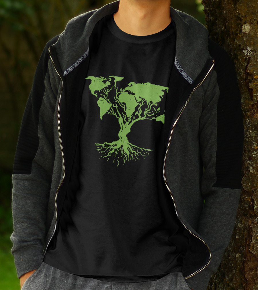 Cute World Map Tree For Earth Day Pro Environment Plant T-Shirt