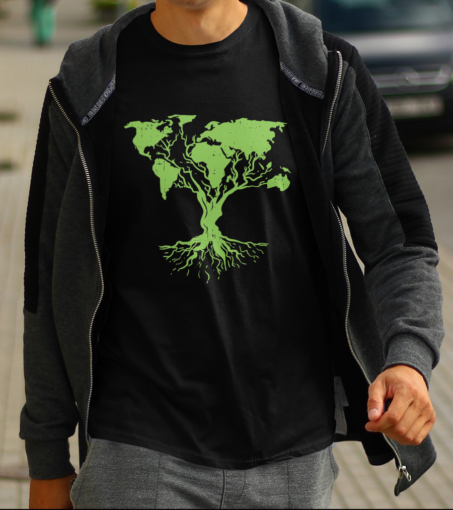 Cute World Map Tree For Earth Day Pro Environment Plant T-Shirt