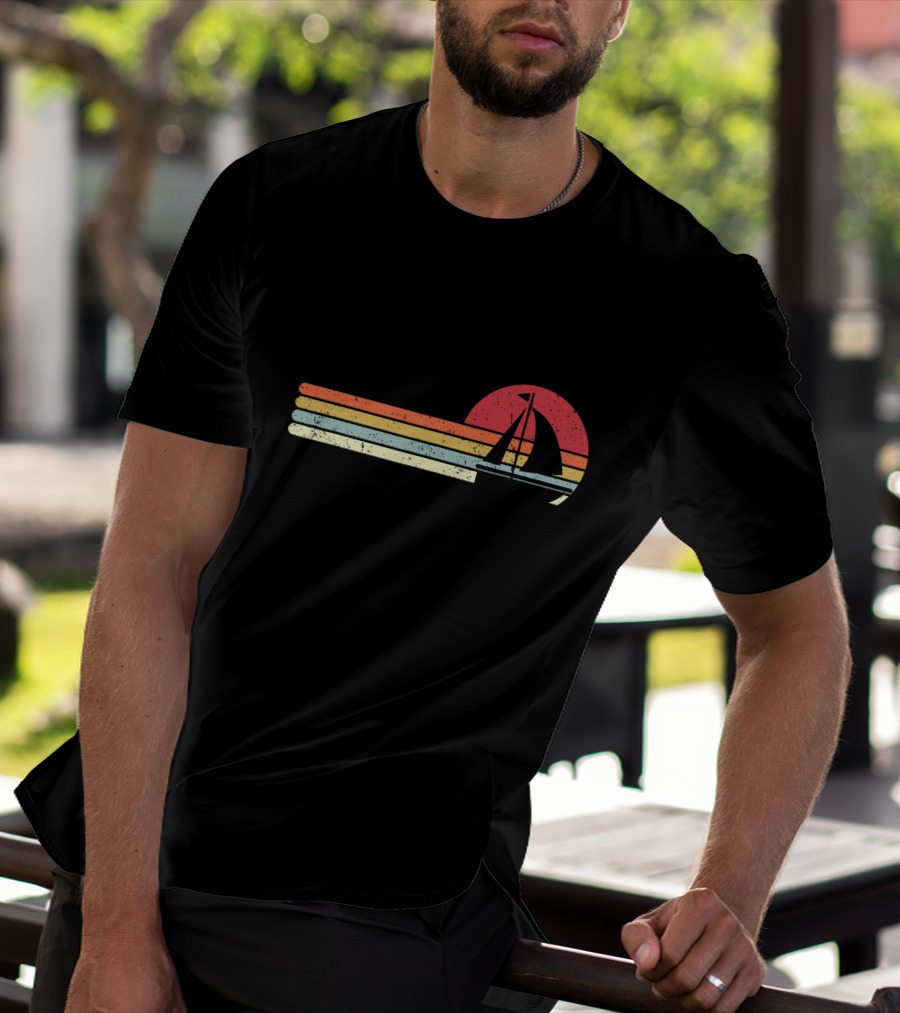 Retro Sun And Sailboat Vintage Sailing T-Shirt