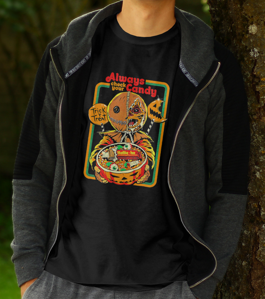 Always Check Your Candy Trick Or Treat Halloween Pumpkin Monster T-Shirt