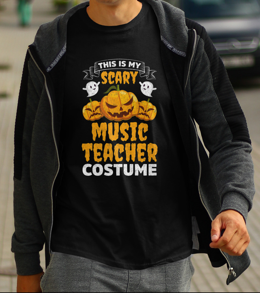 This Is My Scary Music Teacher Costume Halloween Pumpkin Ghosts T-Shirt