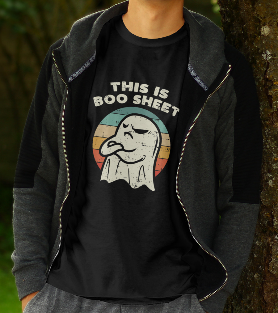 This Is Boo Sheet Vintage Ghost Halloween Retro Stripes T-Shirt