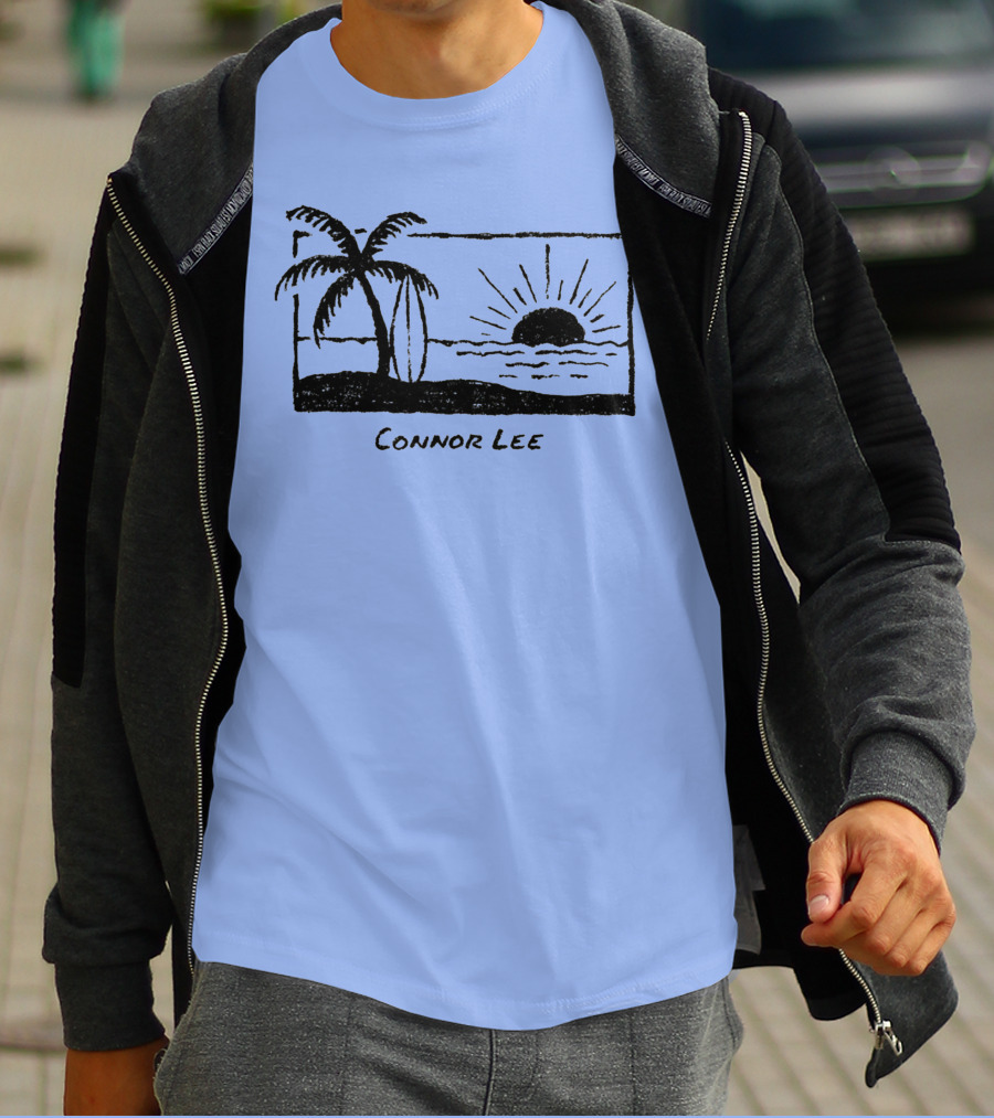 Connor Lee Palm Sunset Ocean Scene T-Shirt
