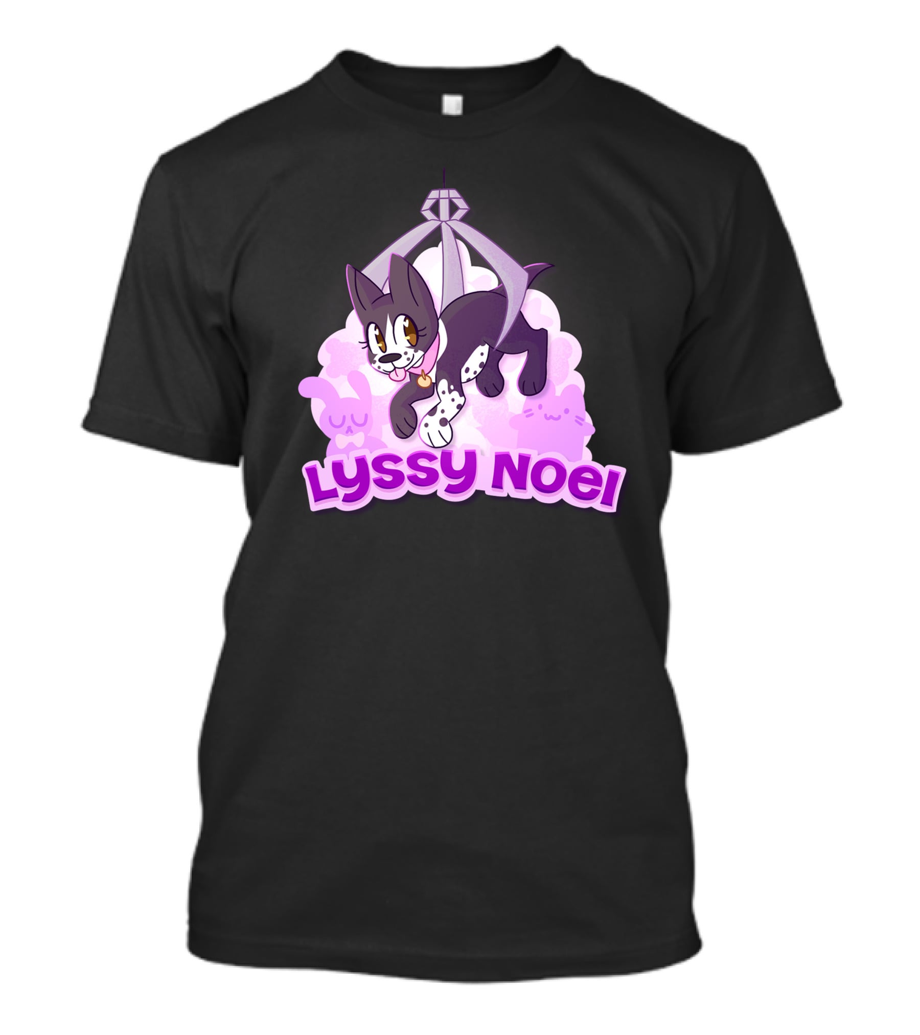 Lyssy Noel Cartoon Cat With Rabbits And Crystals T-Shirt