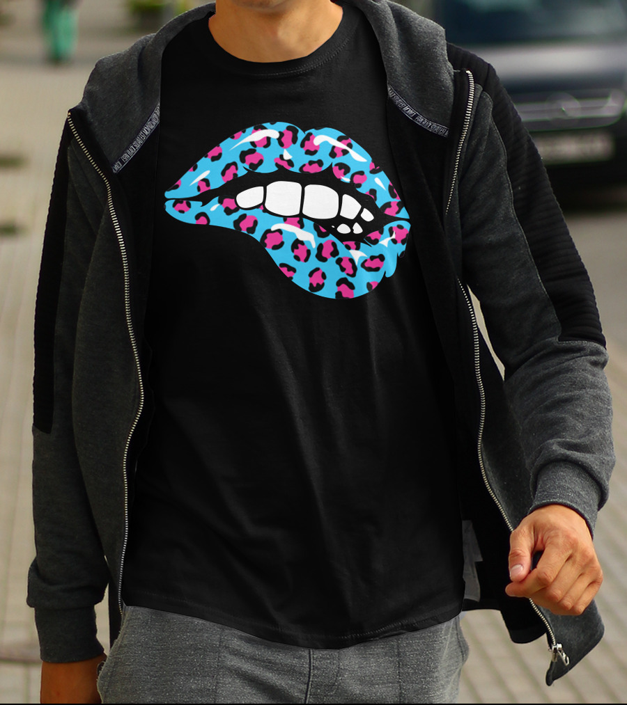 Stay Wild Ben Azelart Blue Leopard Lips T-Shirt