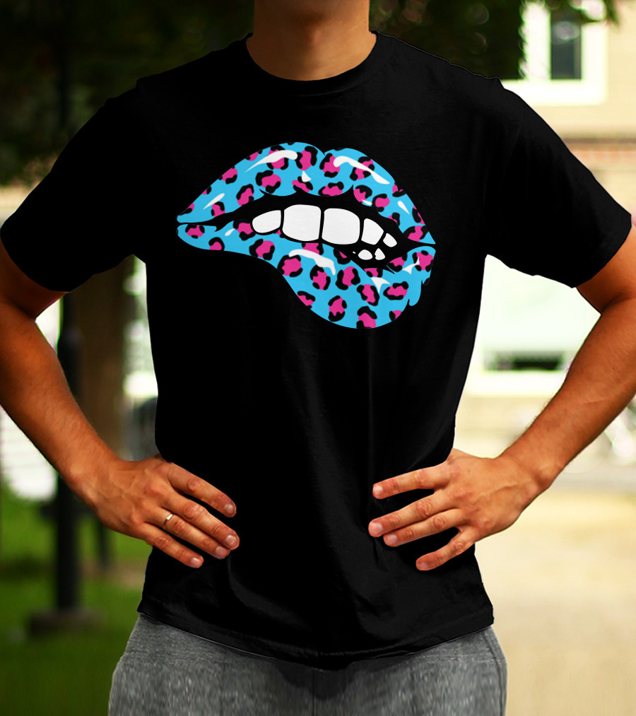 Stay Wild Ben Azelart Blue Leopard Lips T-Shirt