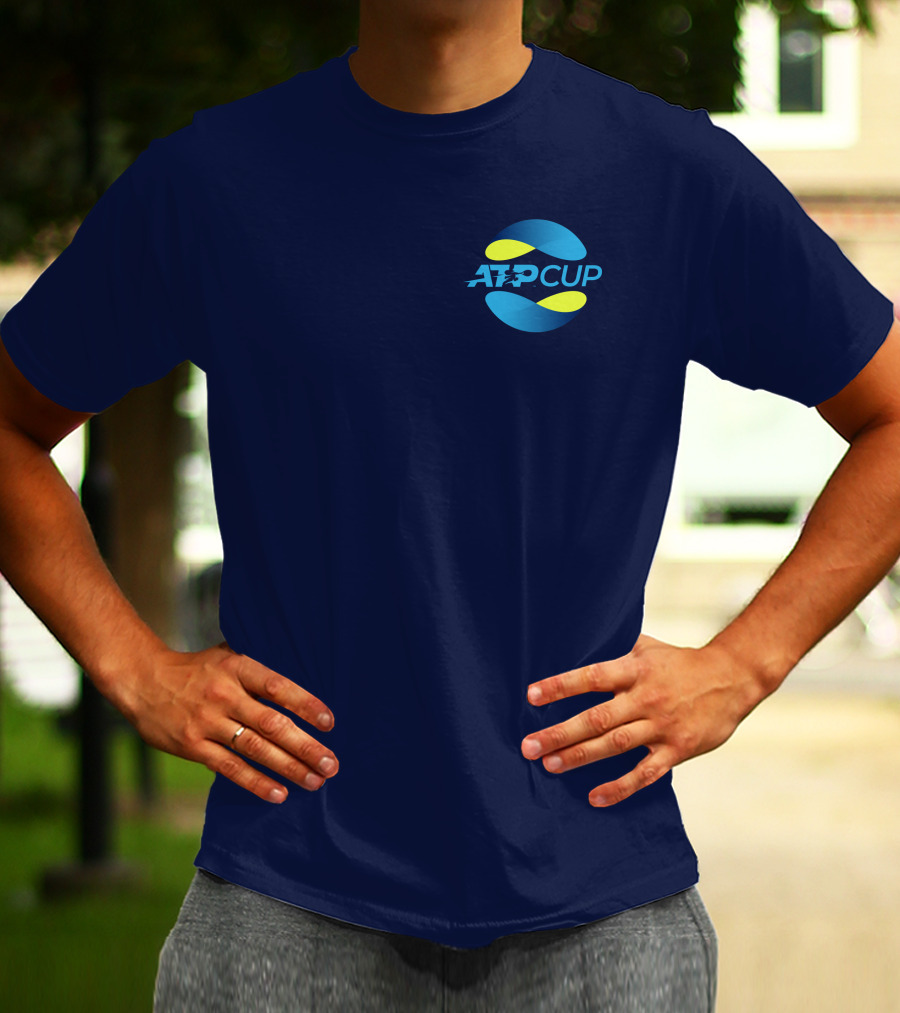 ATP Cup Merchandise Official Logo Blue Yellow T-Shirt