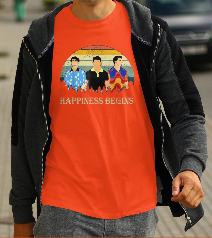Retro Vintage Jonas Cool Brothers Happiness Begins Tour T-Shirt