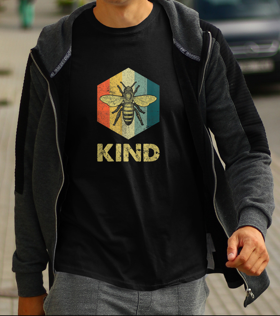 Bee Kind Hexagon Retro Kindness T-Shirt
