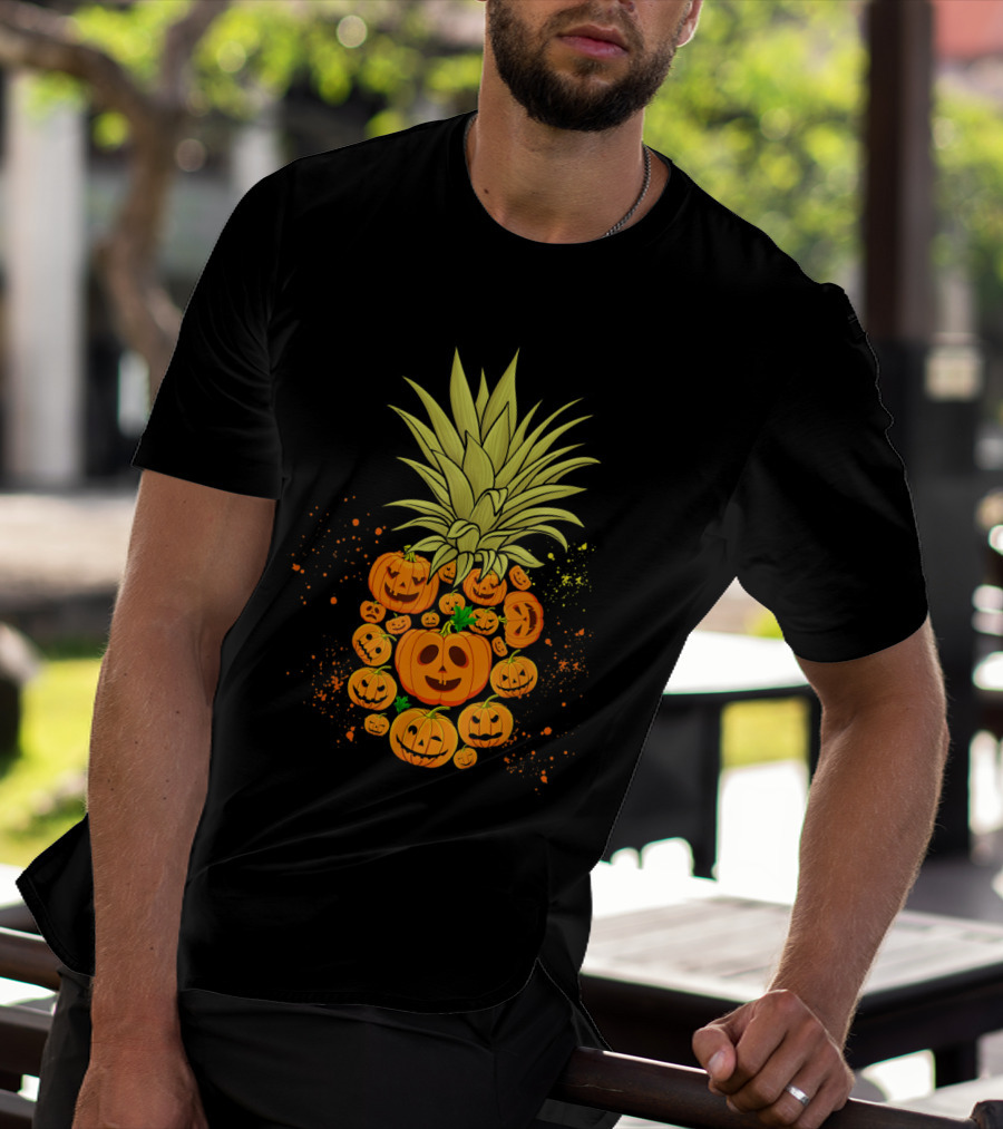 Pineapple Made Of Halloween Pumpkins Faces T-Shirt