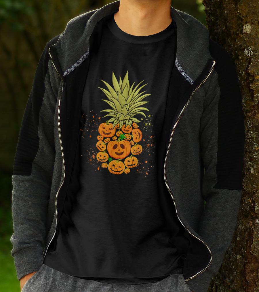 Pineapple Made Of Halloween Pumpkins Faces T-Shirt