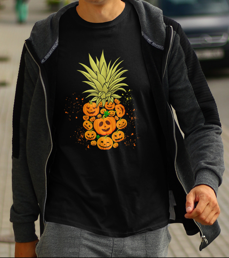 Pineapple Made Of Halloween Pumpkins Faces T-Shirt
