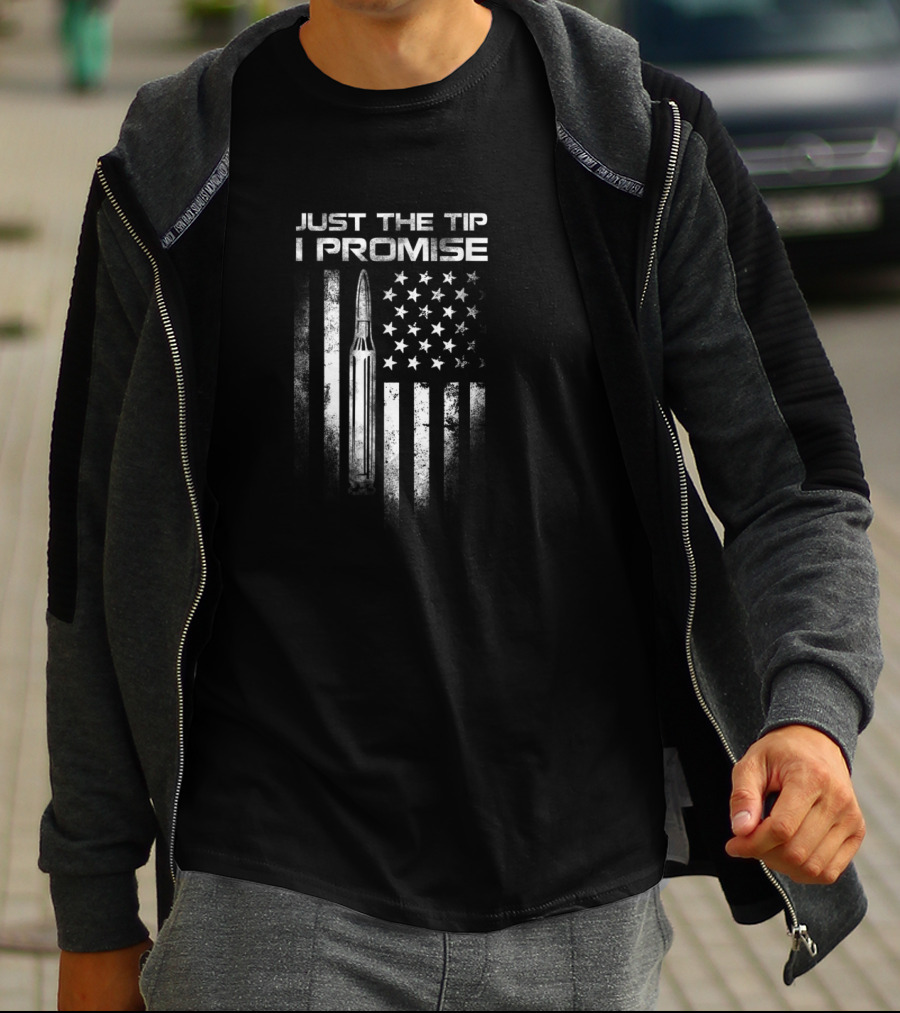 Veteran Just The Tip I Promise Bullet US Flag T-Shirt