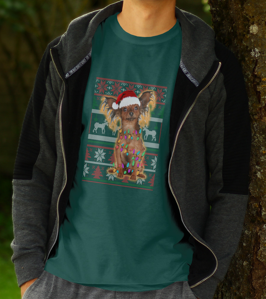 Russian Toy Christmas Lights Santa Hat Reindeer Snowflakes T-Shirt