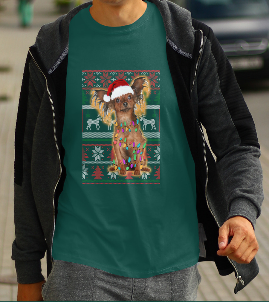 Russian Toy Christmas Lights Santa Hat Reindeer Snowflakes T-Shirt