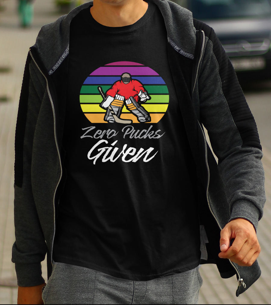 Zero Pucks Given Hockey Rainbow Goalie T-Shirt