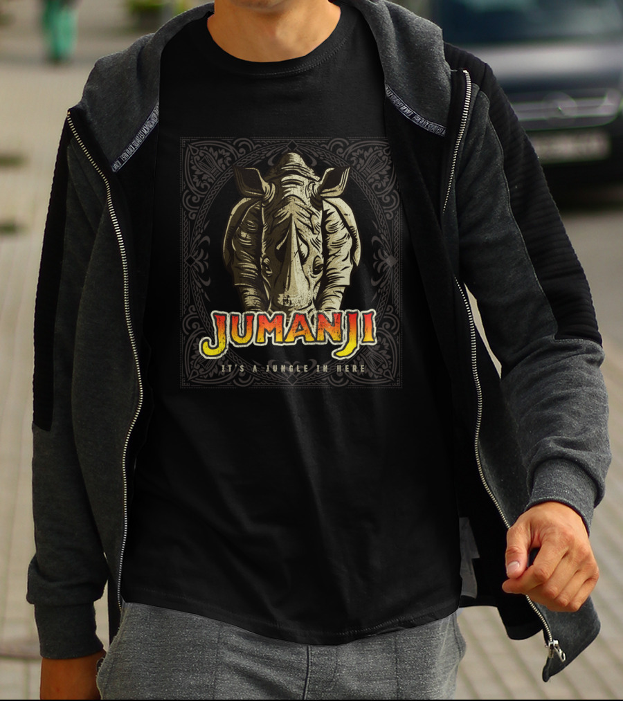 Jumanji Distressed Rhino It's A Jungle In Here T-Shirt