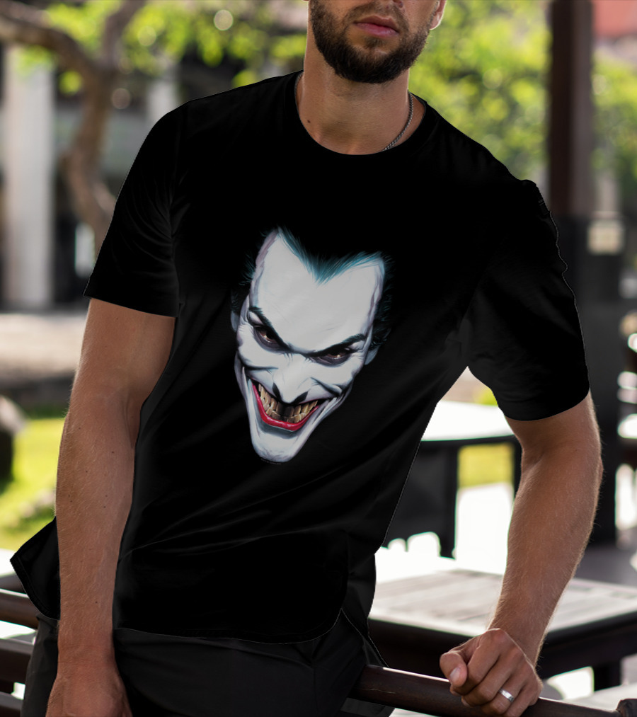 Batman Joker Grinning Face Iconic Villain Expression T-Shirt