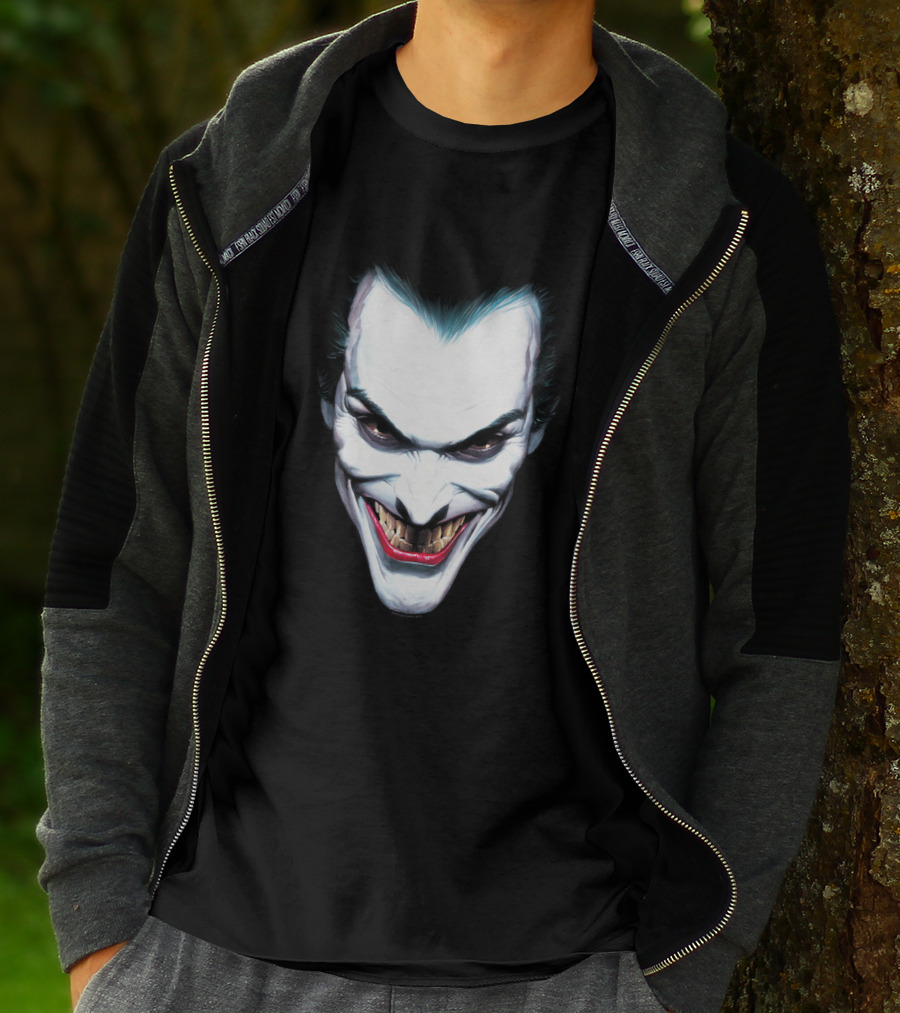 Batman Joker Grinning Face Iconic Villain Expression T-Shirt