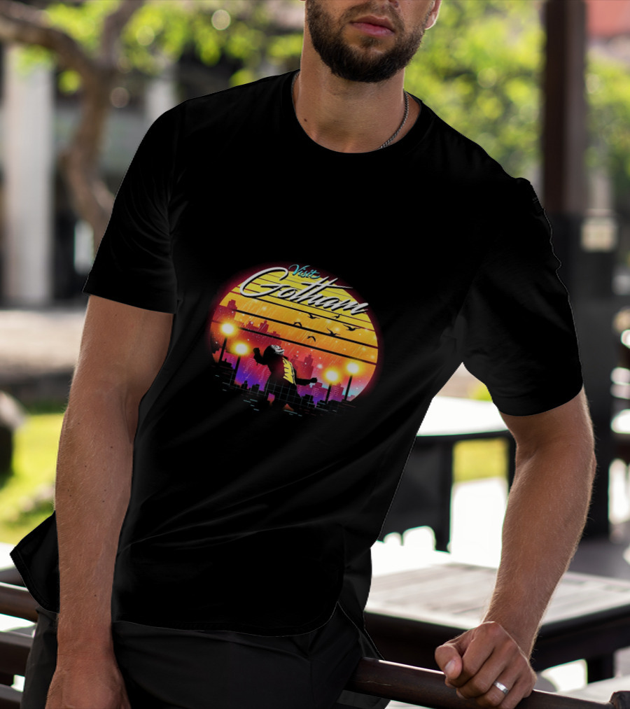 Visit Gotham Joker Am I Crazy Or Is It Just Me Retro Cityscape T-Shirt