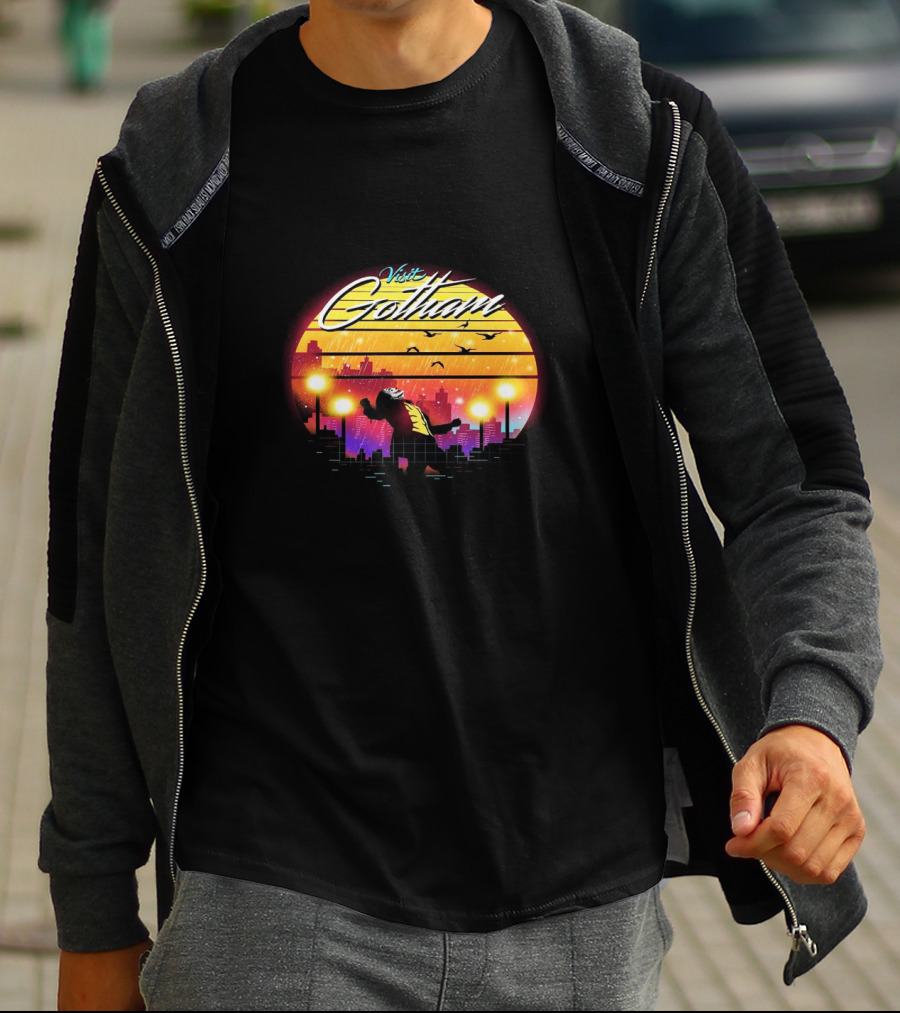 Visit Gotham Joker Am I Crazy Or Is It Just Me Retro Cityscape T-Shirt