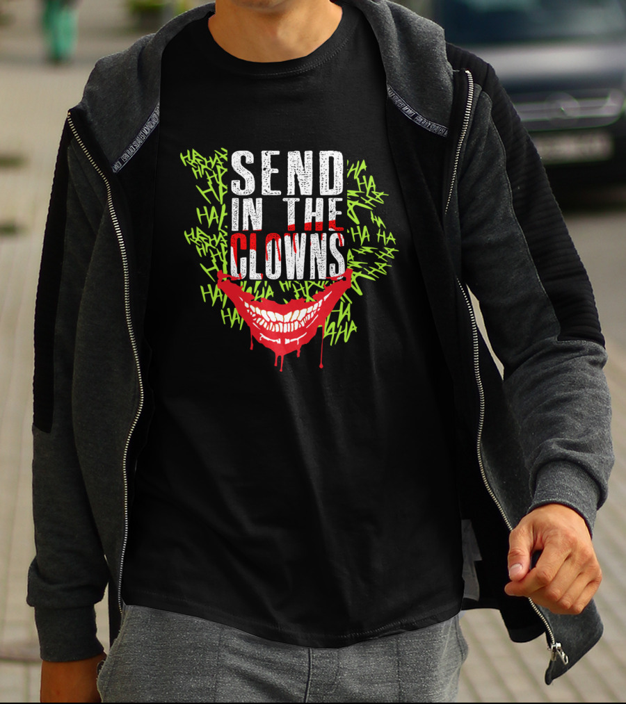 Send In The Clowns Joker Card Player Happy Face Movie Ha Ha T-Shirt