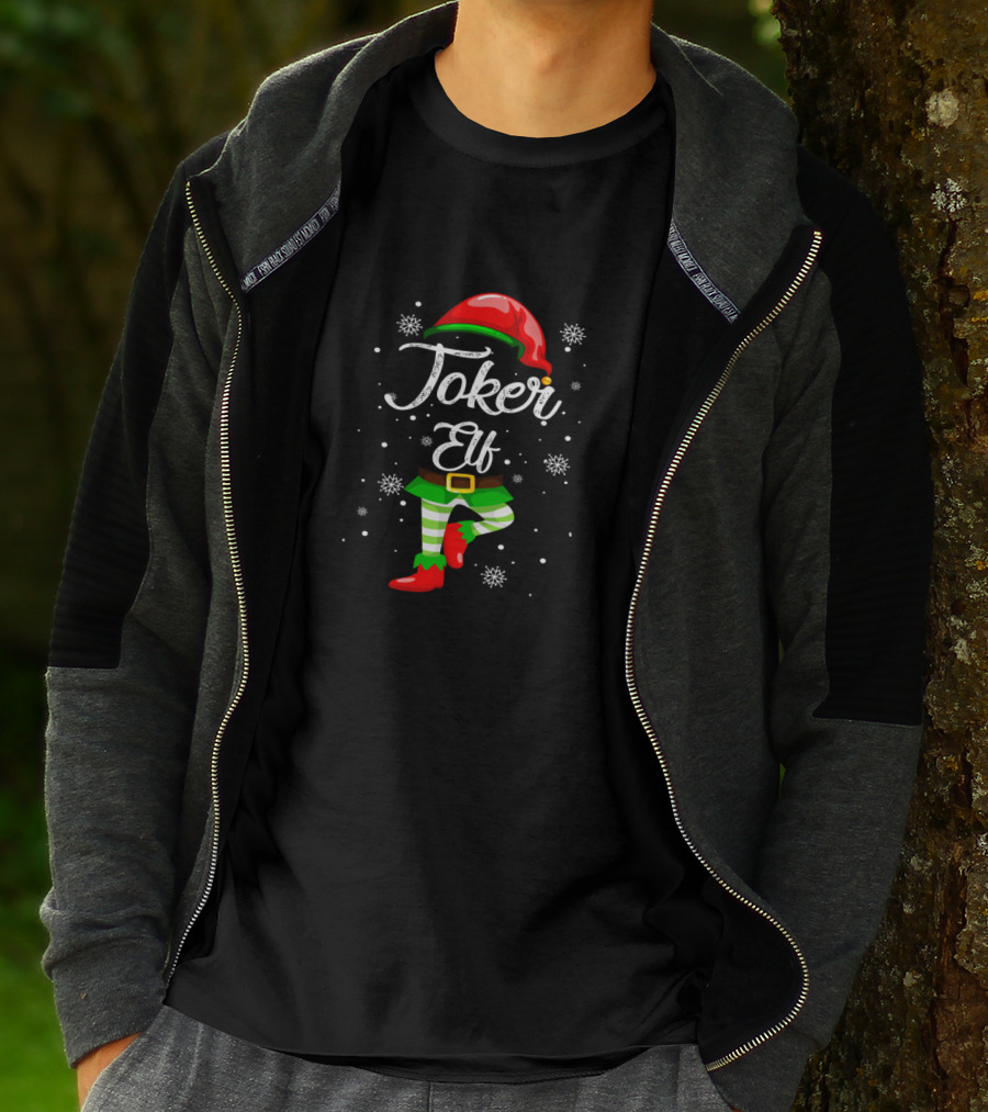 Joker Elf Funny Christmas Costume Elves Snowflakes T-Shirt