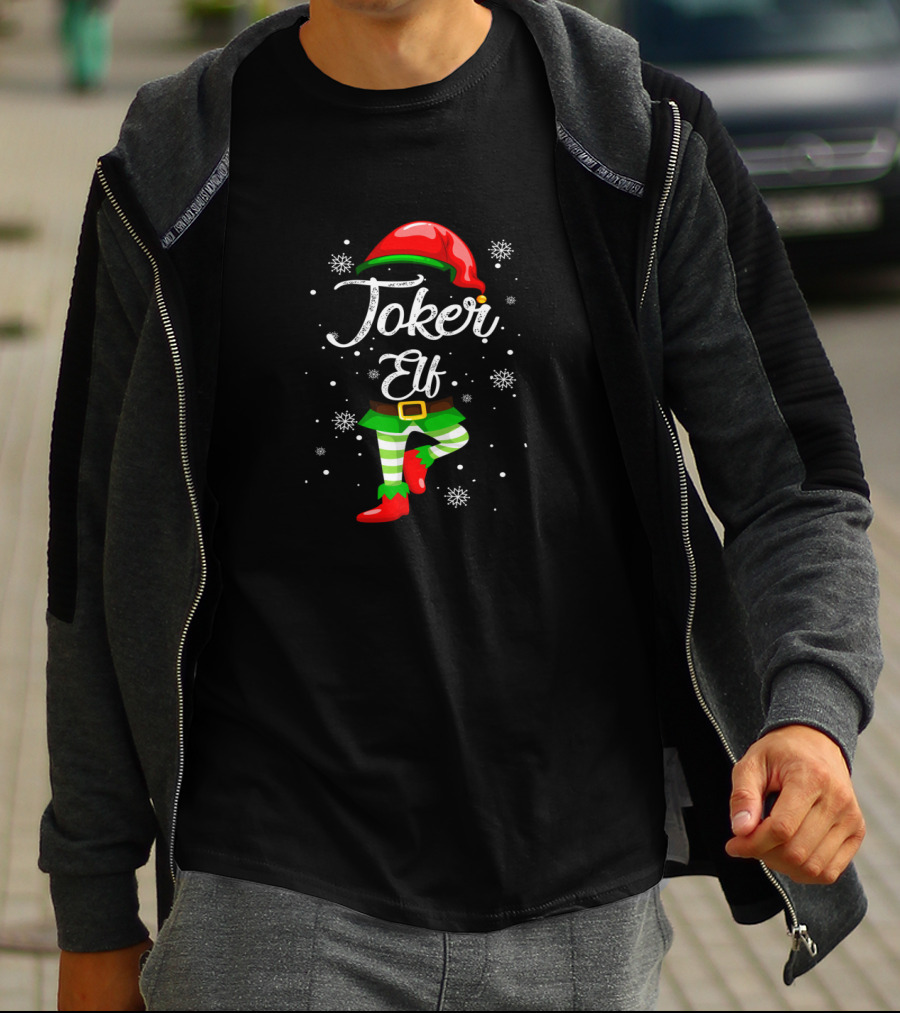Joker Elf Funny Christmas Costume Elves Snowflakes T-Shirt