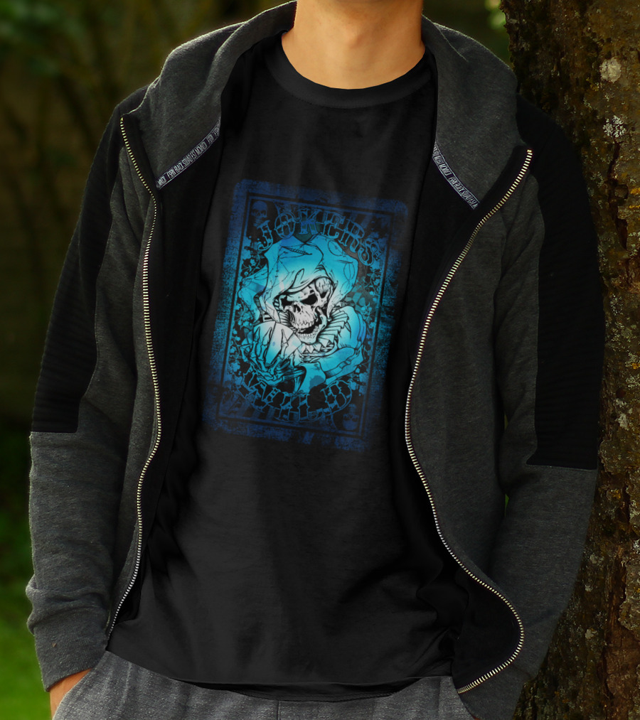 JOKERS WILD CARD Skeleton Jester Tattoo Style Poker T-Shirt
