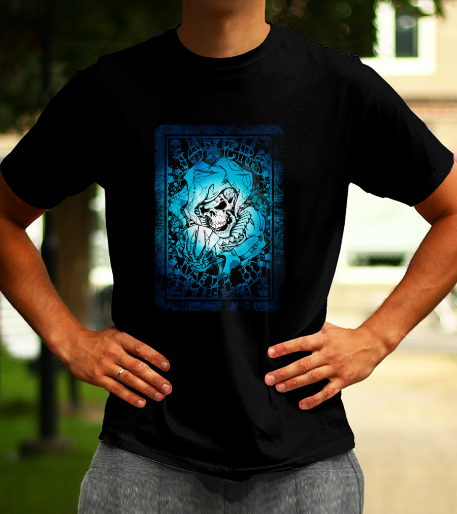 JOKERS WILD CARD Skeleton Jester Tattoo Style Poker T-Shirt