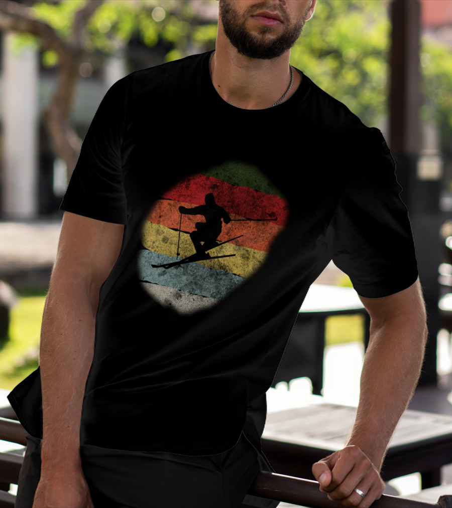 Retro Vintage Skiing Winter Birthday T-Shirt