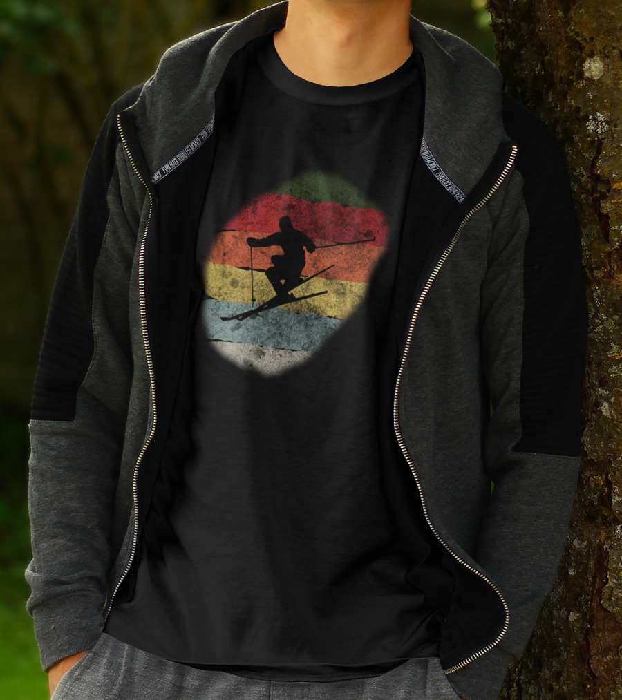 Retro Vintage Skiing Winter Birthday T-Shirt