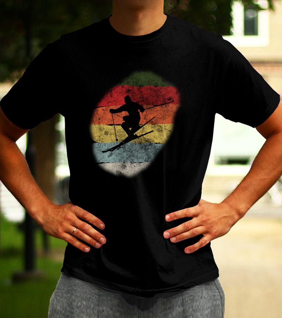 Retro Vintage Skiing Winter Birthday T-Shirt
