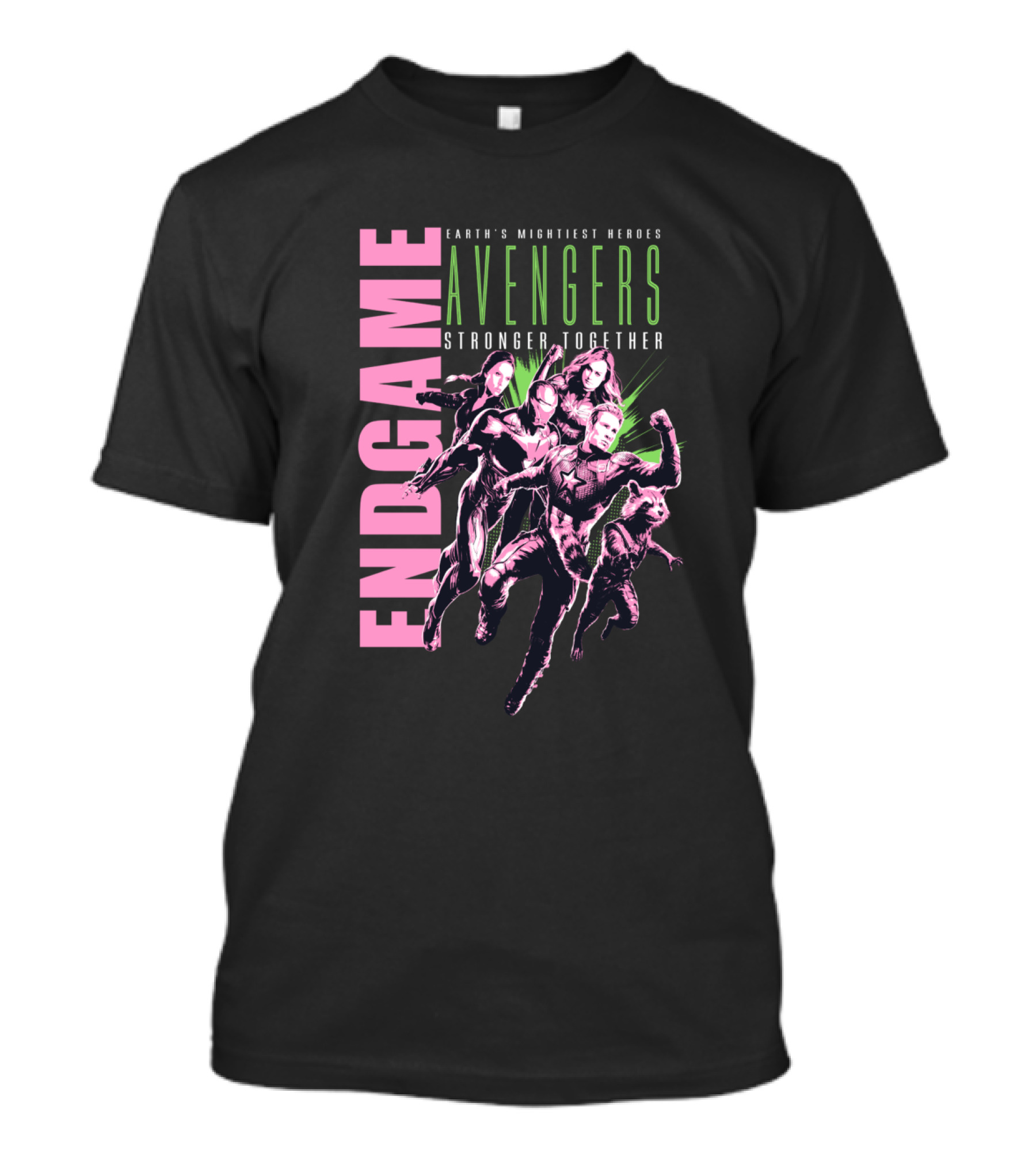 Endgame Earth's Mightiest Heroes Avengers Stronger Together Neon Text T-Shirt