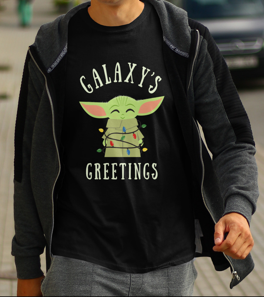 Galaxy's Greetings The Mandalorian The Child Wrapped In Lights T-Shirt