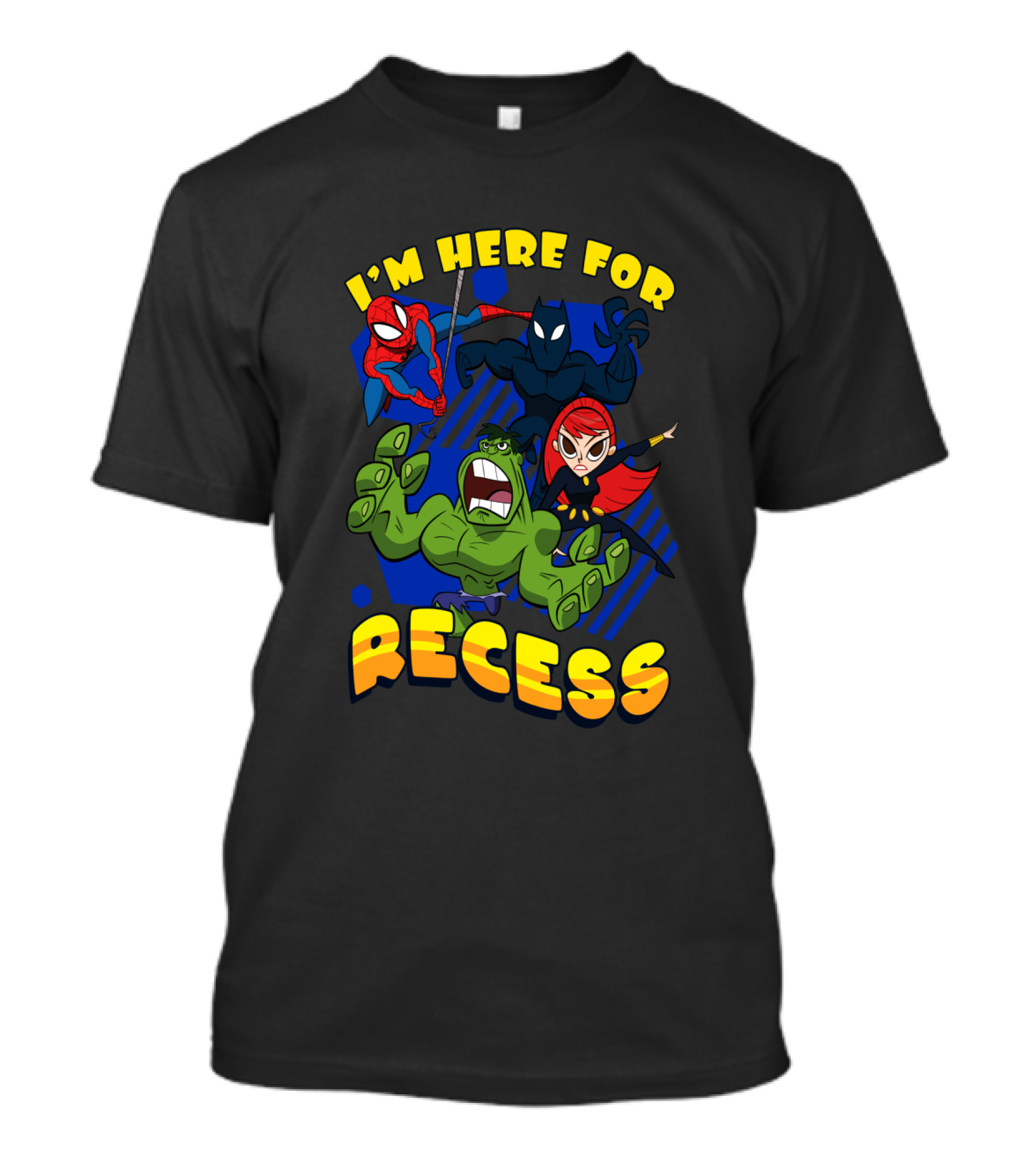 Marvel Avengers I'm Here For Recess Spiderman Black Widow Hulk T-Shirt
