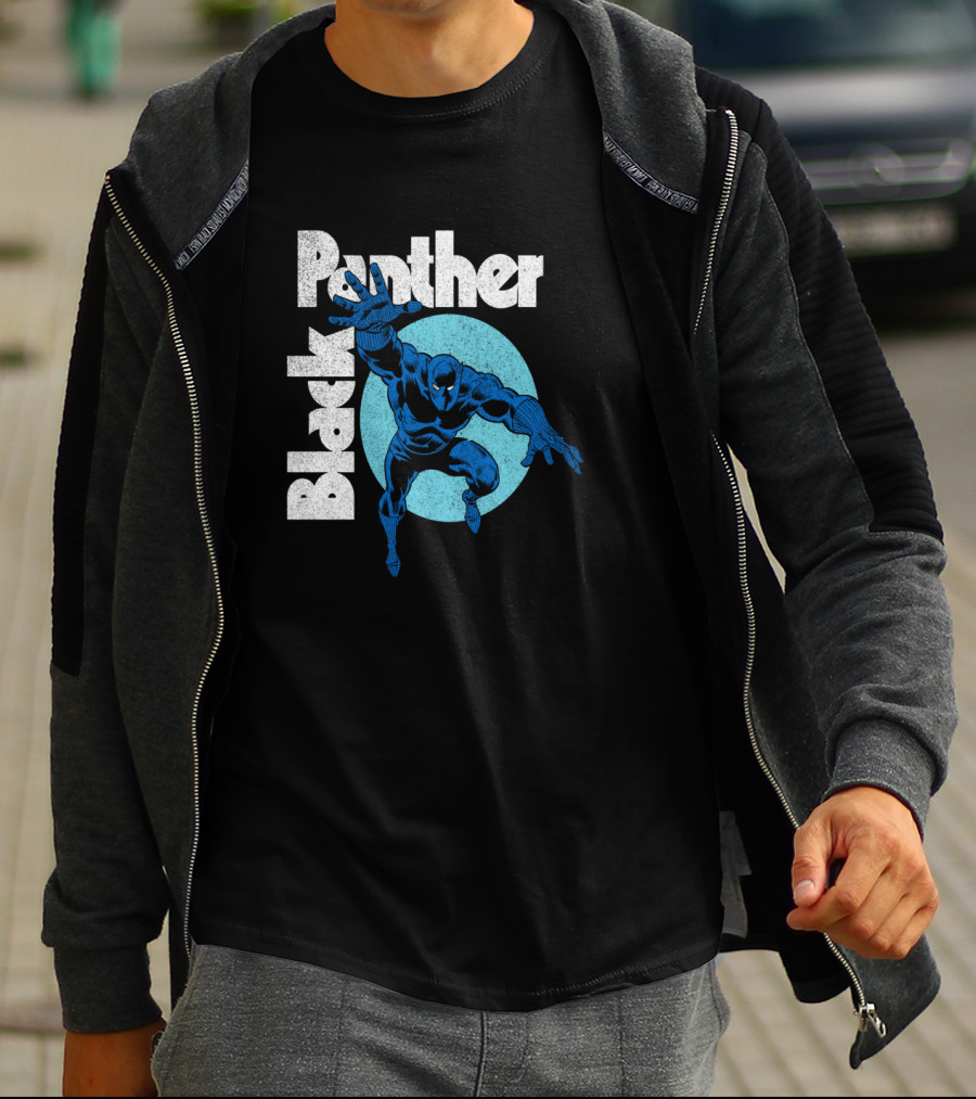 Marvel Black Panther Blue Heroic Pose Circle T-Shirt